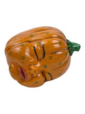 Vtg Anthropomorphic Sleeping Baby Pumpkin Head Ceramic Hand painted Scioto Molds
